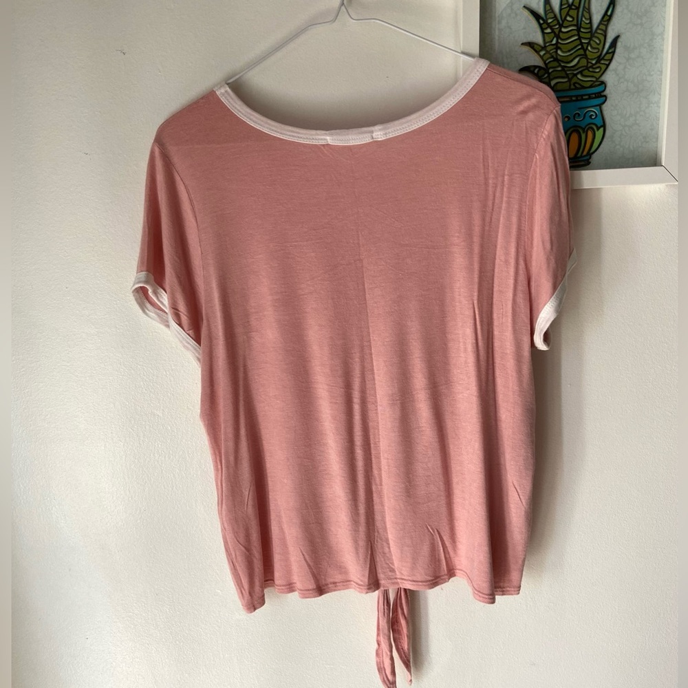 4/$15 Atticute Road Trip Pink Tie Front Top - Picture 6 of 12